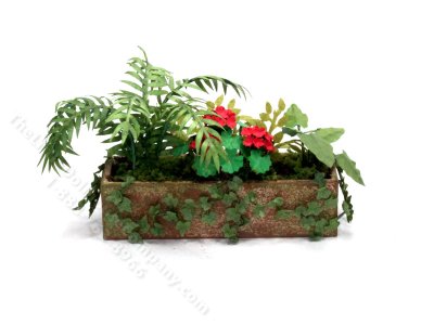 (image for) Miniature Rectangular Planter With Red Geraniums