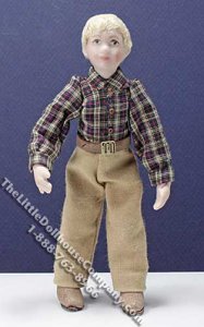 (image for) Miniature Child in Brown Shirt and Pants by Patsy Thomas