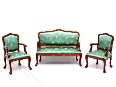 (image for) Miniature Victorian Sofa Set (3pc) for Dollhouses