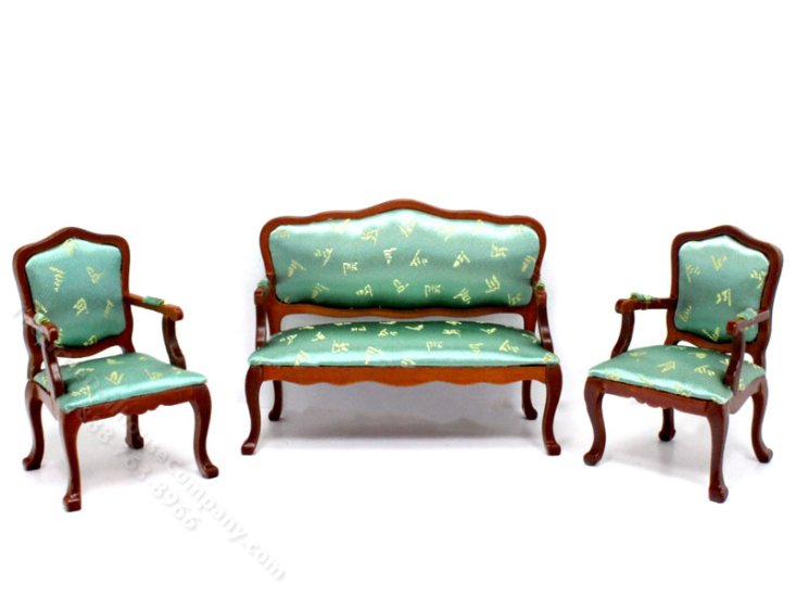(image for) Miniature Victorian Sofa Set (3pc) for Dollhouses