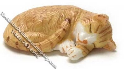 (image for) Dollhouse Scale Model Orange Sleeping Cat