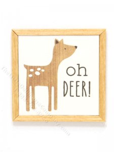 (image for) Miniature Framed 'Oh Deer' Deer Board Print