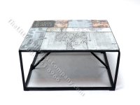 (image for) Miniature Thin Black Frame Coffee Table w/ Collage Print Top by PRD Miniatures