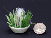 (image for) Vintage Miniature Purple & Green Potted Floral Arrangment for Dollhouses