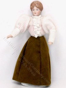 (image for) Miniature Vintage Porcelain School Marm Doll for Dollhouses
