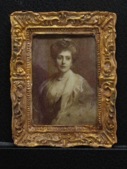(image for) Miniature Framed Portrait of a Woman in Ornate Gold Frame
