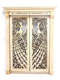 (image for) Miniature Unfinished Peacock Double Door for Dollhouses