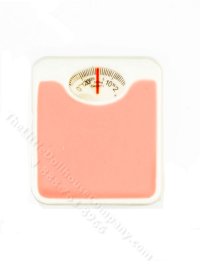 (image for) Miniature Metal Pink and White Bathroom Scales for Dollhouses