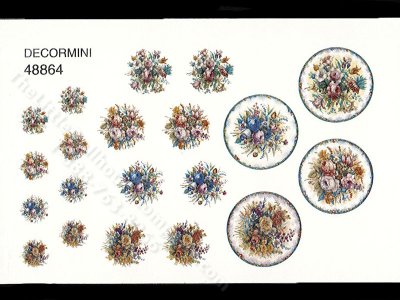 (image for) Miniature Wild Flower Plates Decals for Dollhouses