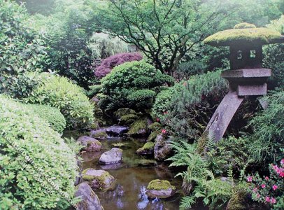 (image for) Asian Garden Scene Miniature Mural for Dollhouses