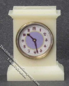 (image for) Miniature 1/2 Scale Ivory Coloured Mantle Clock for Dollhouses
