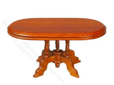 (image for) Miniature Walnut Oval Dining Table for Dollhouses