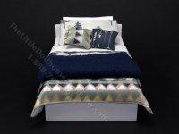 (image for) Miniature Blue and Green Tree/Outdoors Bedding for Dollhouses