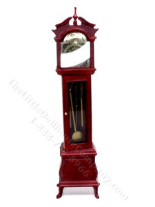 (image for) Miniature Mahogany Grandfather Clock for Dollhouses