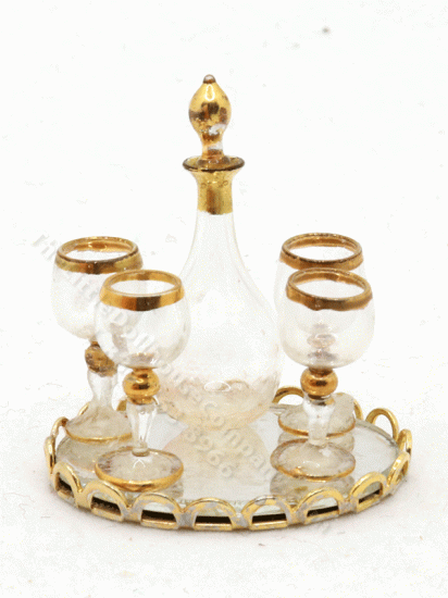 (image for) Miniature Decanter, Tray, and Glass Set