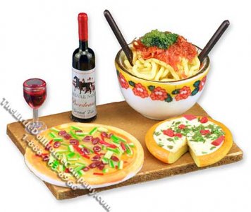 (image for) Dollhouse Scale Model Italian Night Dinner Set