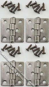 (image for) Miniature Pewter Butt Hinges w/Nails for Dollhouses, 4/pk