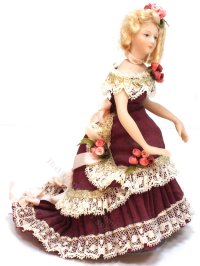 (image for) Porcelain Doll in Red 1870's Victorian Gown by Joy Parker