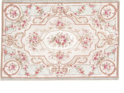 (image for) Miniature Medium 'Lillian' Rug - Pink Floral with Gold Accents