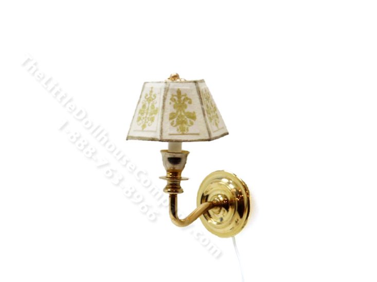 (image for) Miniature 12v Short Wall Sconce for Dollhouses - White and Gold