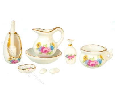 (image for) Miniature Victorian Bathroom Accessories Set for Dollhouses