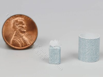 (image for) 1:24 Scale Blue Waste Paper Basket and Tissue Box for Dollhouses