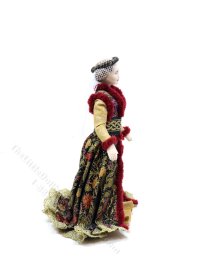 (image for) Miniature Handcrafted Vintage Medieval Woman with Red Fur Trim