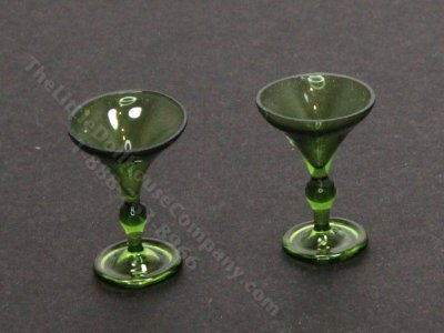 (image for) Miniature Pair of Green Martini Glasses by Gerd Felka
