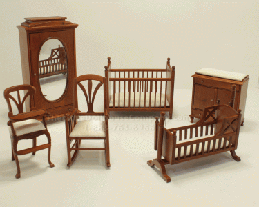(image for) Miniature 6 Piece Walnut Nursery Set