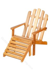 (image for) Miniature Oak Adirondack Chair and Stool for Dollhouses