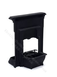 (image for) Miniature Small Victorian Bedroom Fireplace for Dollhouses - Black
