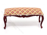 (image for) Miniature Mahogany Bench with Red and Gold Upholstery