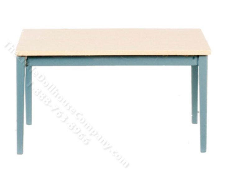 (image for) Dollhouse Scale Model Blue and Oak Kitchen Table