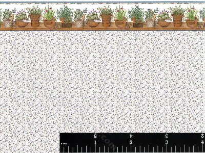 (image for) Dollhouse Scale Model Wallpaper - Purple Vine w/ Pot Border