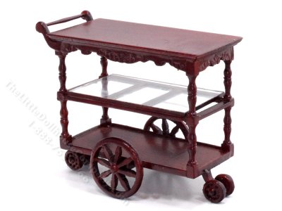 (image for) Miniature Mahogany Bar Cart for Dollhouses