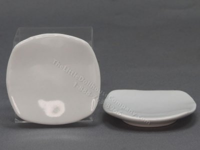 (image for) Miniature White Ceramic Square Plate with Curved Edges