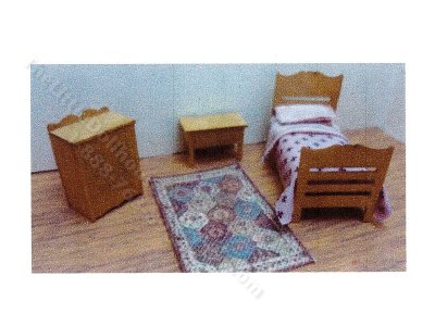 (image for) 1:48 Scale 3pc Farmhouse Child's Room Furniture Kit