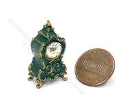 (image for) Miniature French Rococo Style Table/Mantel Clock - Green