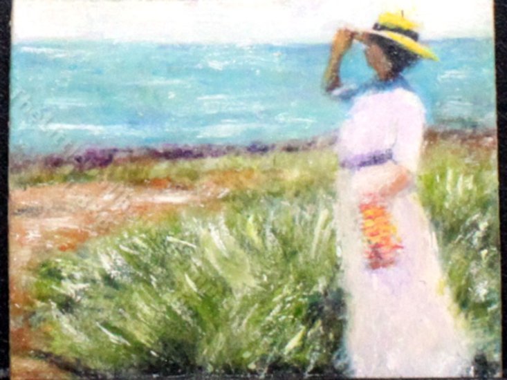 (image for) Miniature "Looking Out to Sea" Painting by Larry Morganti