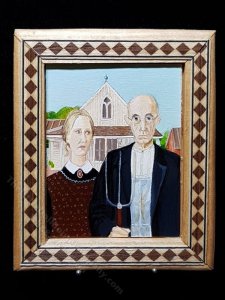 (image for) Miniature 'American Gothic' Painting by Kelly Hadden