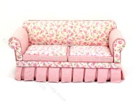 (image for) Miniature Pink Floral Sofa for Dollhouses