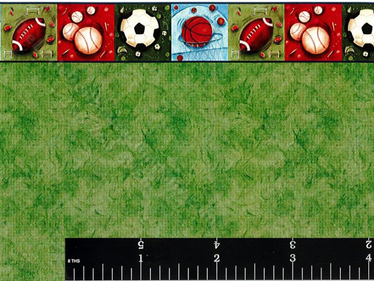 (image for) Green Wash w/ Sport Border Wallpaper for Dollhouses