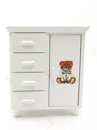 (image for) Miniature White Teddybear Baby Cabinet