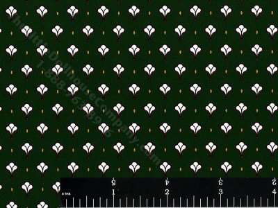 (image for) White Fans on Dark Green Miniature Wallpaper for Dollhouses