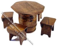(image for) Miniature Octagonal Topped Barrel Table Set for Dollhouses