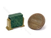 (image for) Miniature Art Deco Style Marble Mantel Clock - Green & Gold