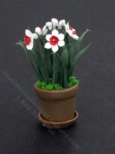 (image for) Dollhouse Miniature White and Pink Daffodils