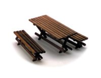 (image for) Miniature Outdoor Picnic Table and Benches for Dollhouses