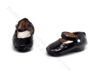 (image for) Miniature Black Leather Mary Jane Shoes for Dollhouses