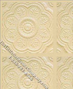 (image for) Cream Medallion Panel Pattern Miniature Wallpaper for Dollhouses